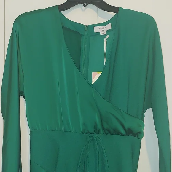 Cushnie for Target Emerald Green Faux Wrap Long Sleeved Dress Size 6 NWT - Picture 6 of 16